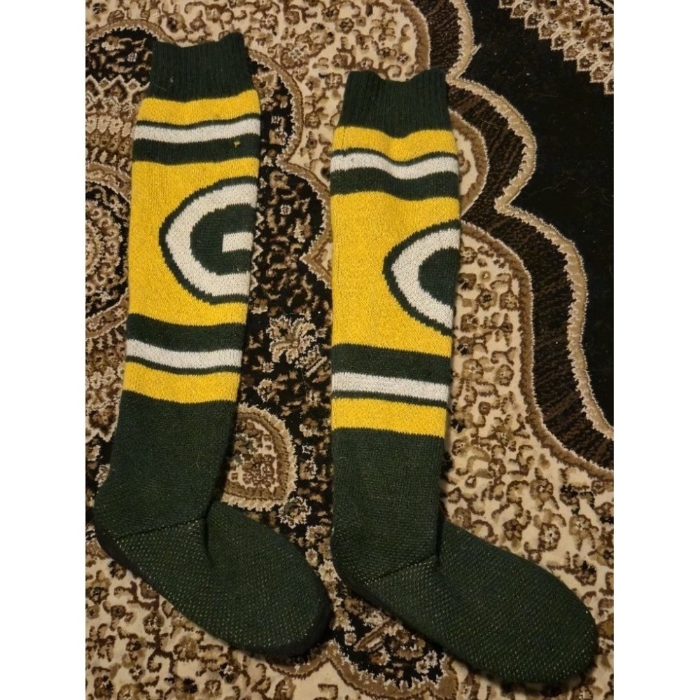Green‎ Bay Packers Slipper Socks Adult NFL Knit Non Slip Gripper Soles